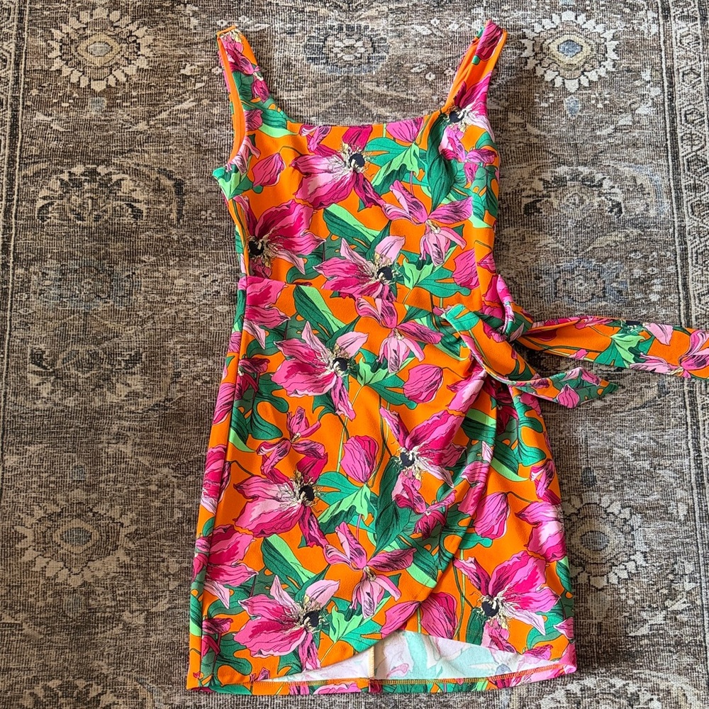 Express Floral Print Sleeveless Wrap Dress